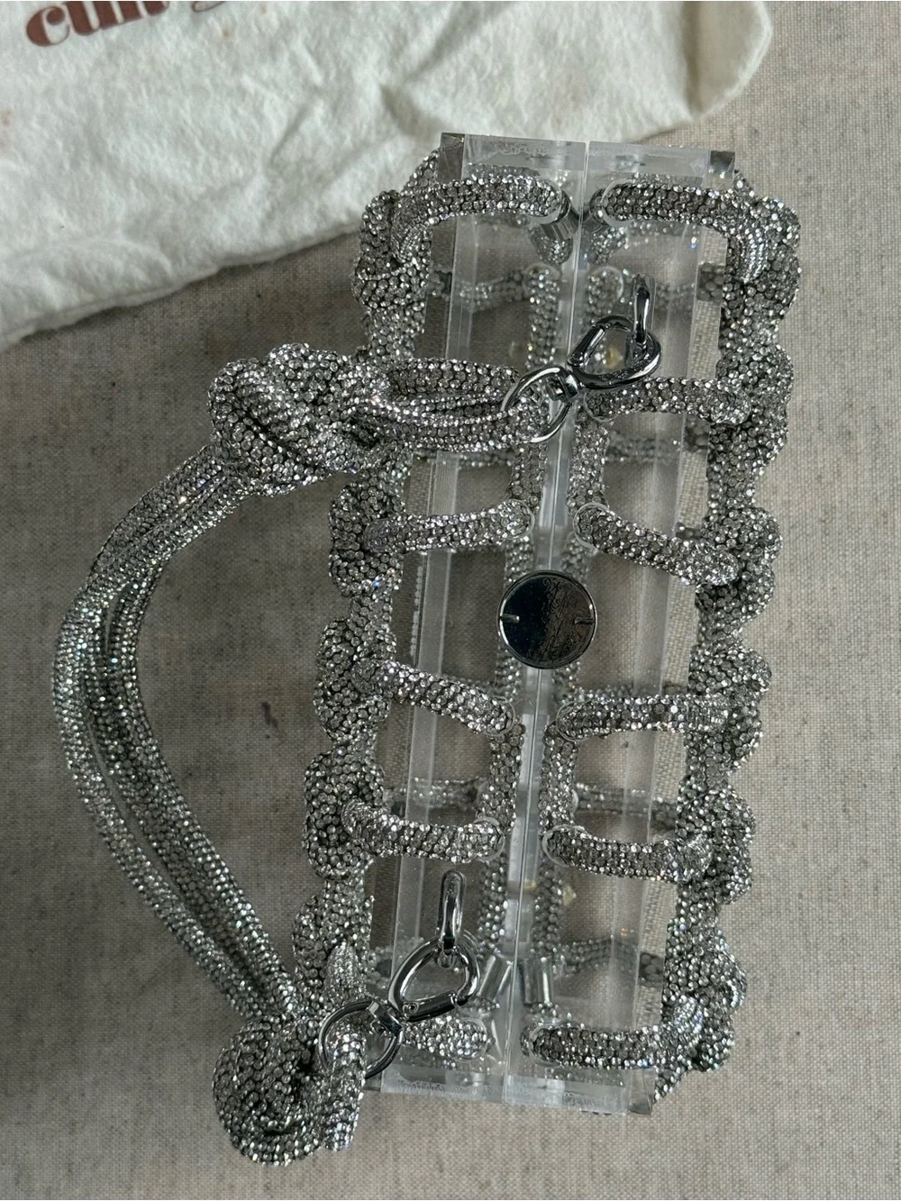 AUTHENTIC Cult Gaia Bess Shoulder Bag - Clear Crystal Acrylic Cage Bag - Picture 4 of 10